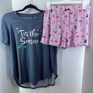 Jaclyn Intimates Chiristmas PJ Set, Shorts and T-Shirt, Women's Size Medium